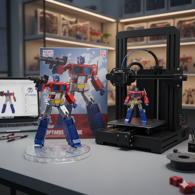 Figure - Premium Packaging with Printer (Optimus Prime) - AI generated image