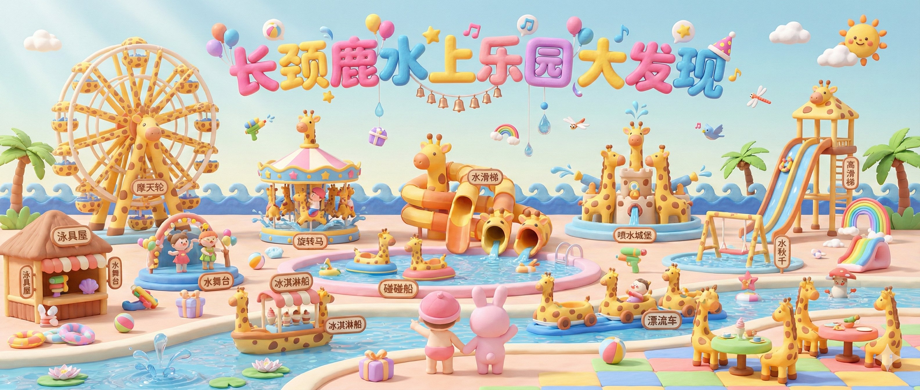Daughter's Dreamland Adventure with Giraffes - AI generated image