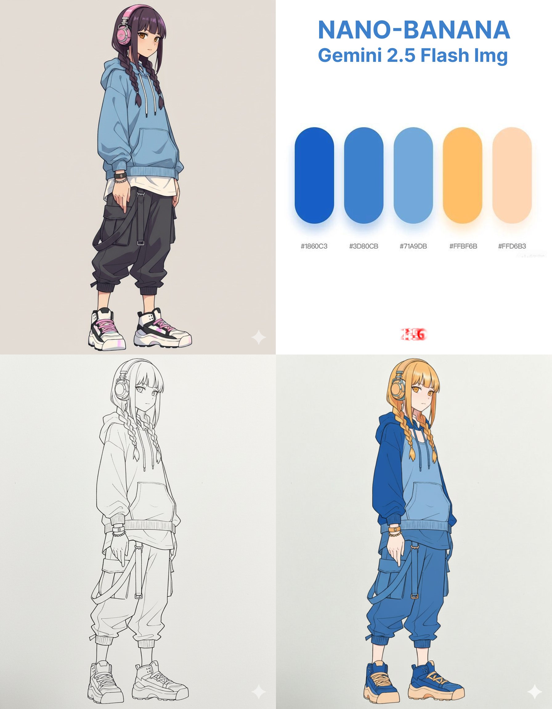 Nano-Banana Image to Line Art + Color Card Coloring! - AI generated image