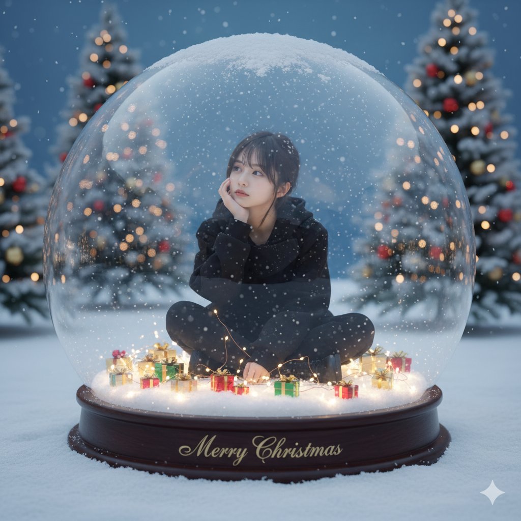 Christmas Scene Inside a Snow dome - AI generated image