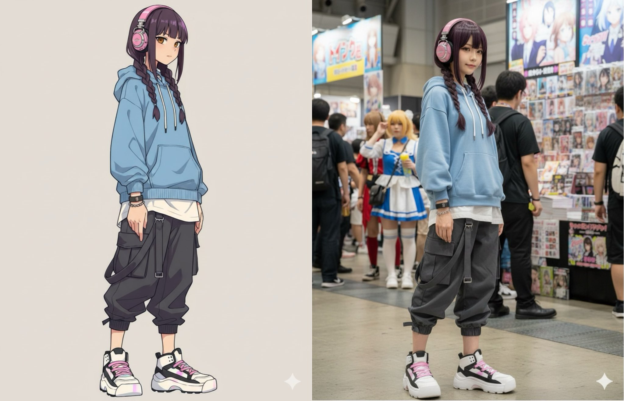 Anime to Real-life Coser at Comiket! - AI generated image