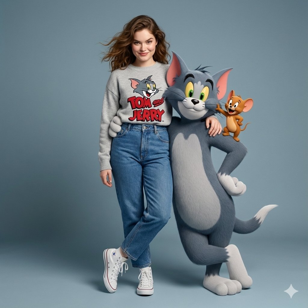 Gemini Nano Banana Pro - Stylish Person with 3D Tom & Jerry - AI generated image