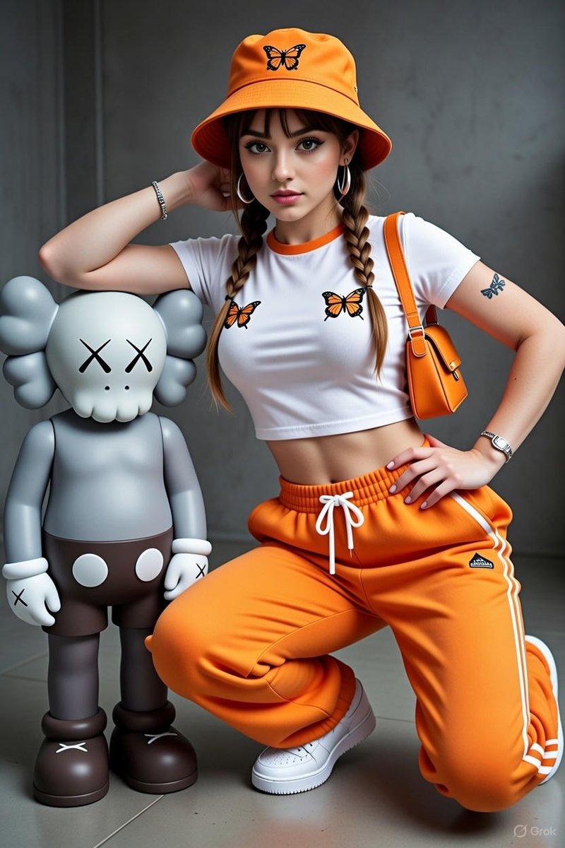Fashionable Woman with Art Figure - AI generated image