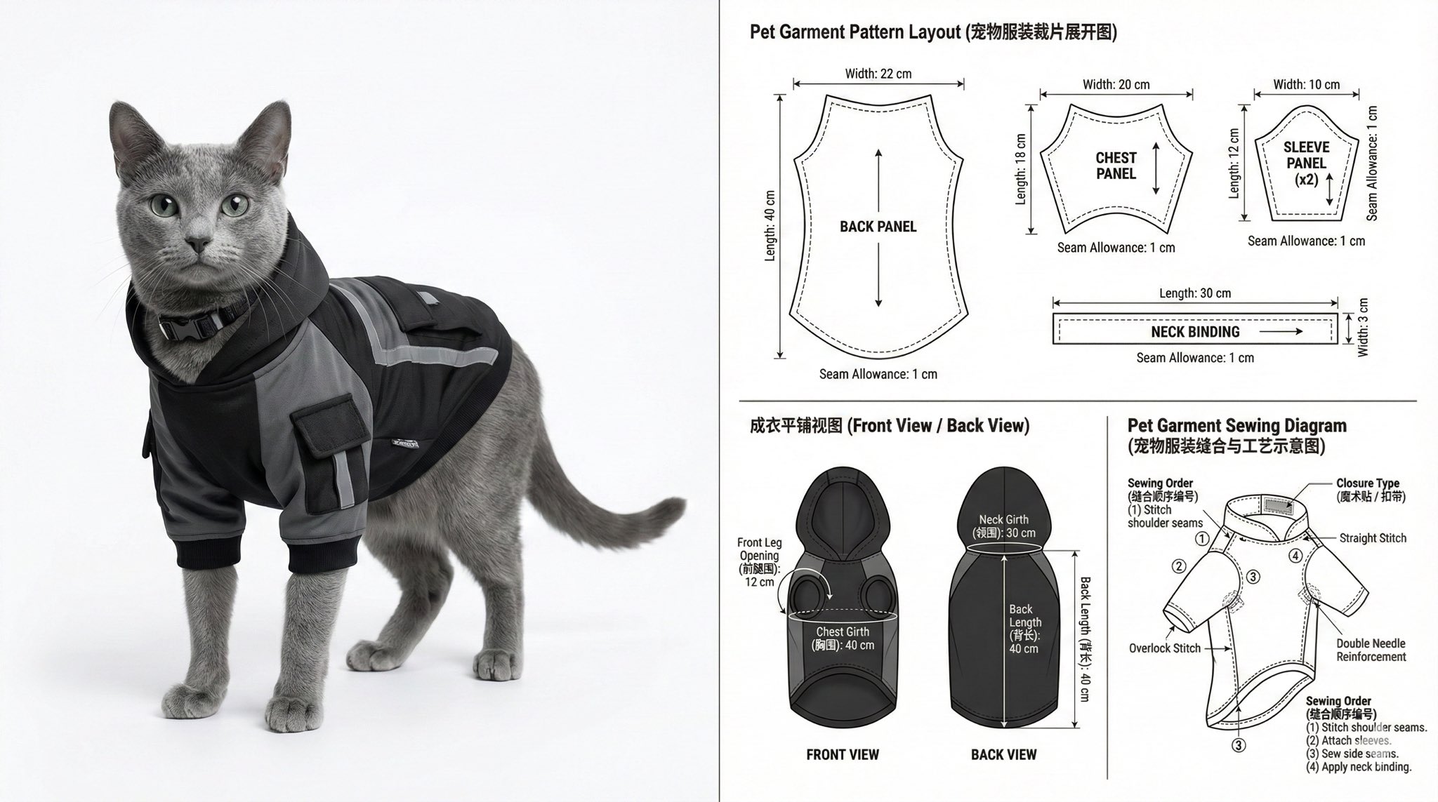 AI Apparel Drafting and Pet Apparel Tech Pack Illustration - AI generated image
