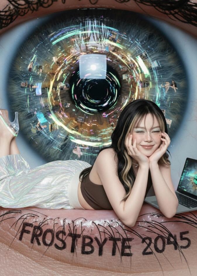 Cyber Y2K Iris Editorial Portrait - AI generated image