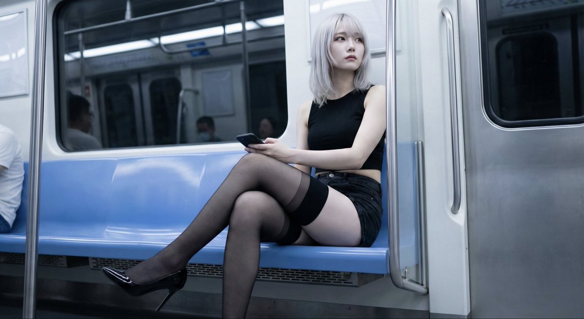 Late Night Subway Beauty - AI generated image
